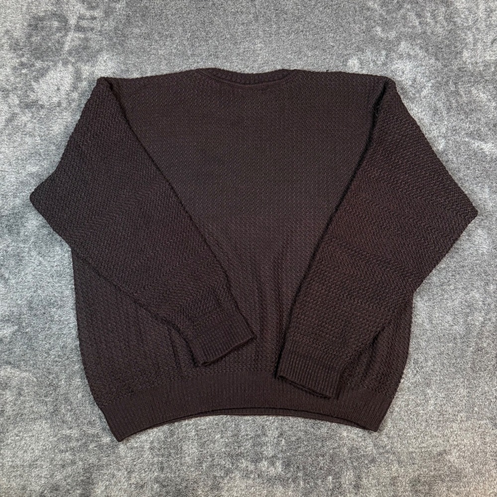 David Taylor Mens 2XL Vintage Textured Knit Crewneck Sweater Brown Made in USA - Picture 3 of 5